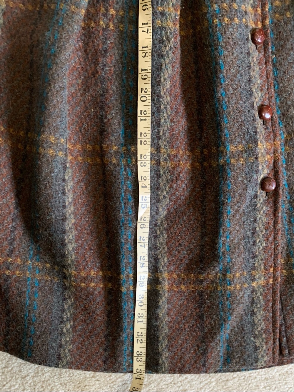 Button-Front Midi Skirt in Brown Plaid - Picture 10 of 12